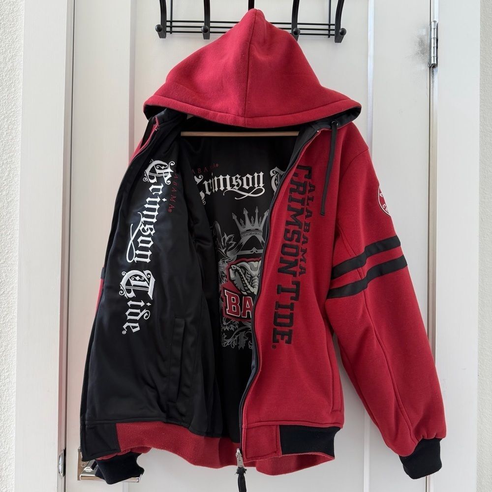 Alabama Crimson Tide REVERSIBLE Varsity Jacket Full Snap RR Design Size M